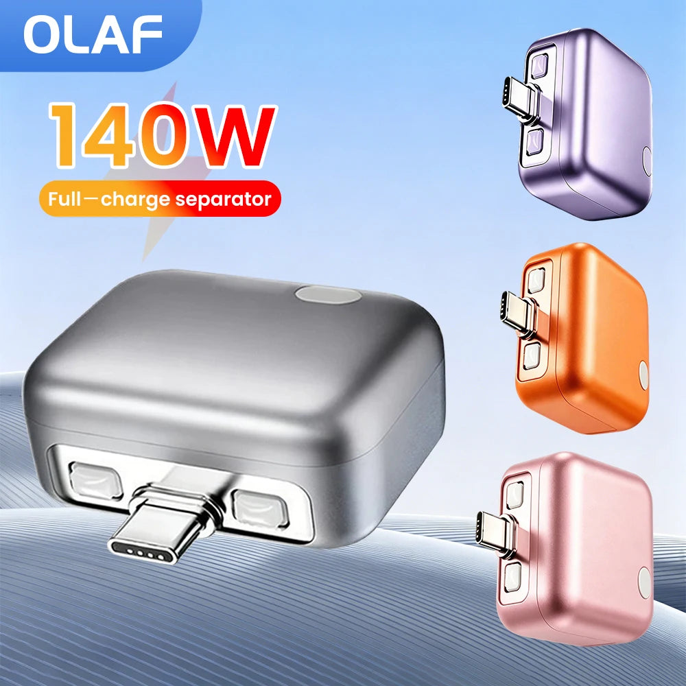 Adaptador de Carga Inteligente de 140W con Desconexión Automática, Carga Rápida y Separador de Seguridad Automático para Dispositivos Tipo-C