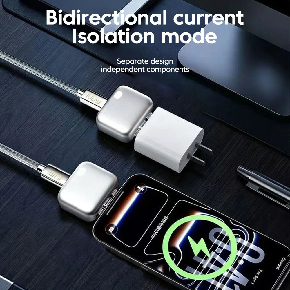 Adaptador de Carga Inteligente de 140W con Desconexión Automática, Carga Rápida y Separador de Seguridad Automático para Dispositivos Tipo-C